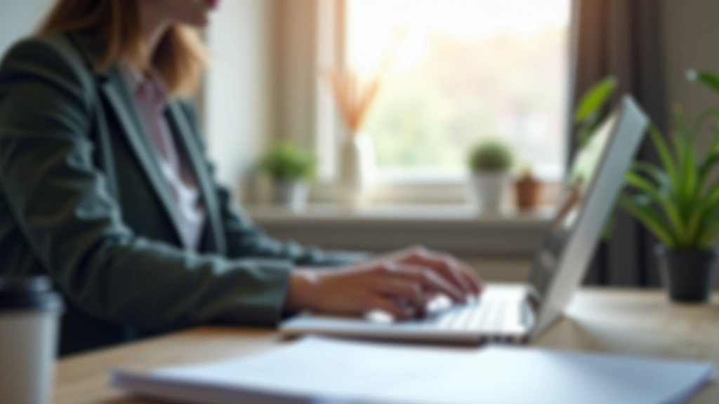 Osoba pracująca na laptopie w domowym biurze, rysunek bezpiecznego połączenia sieciowego